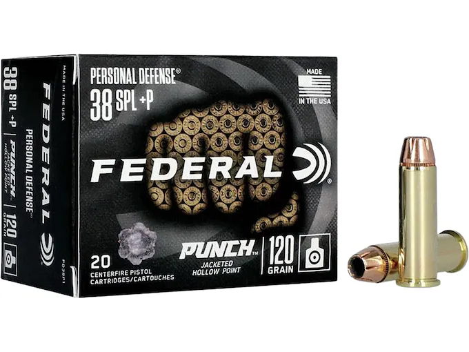 Get Federal Personal Defense Punch 38 Special +P Ammo 120 Grain Jacketed Hollow Point 200 Online