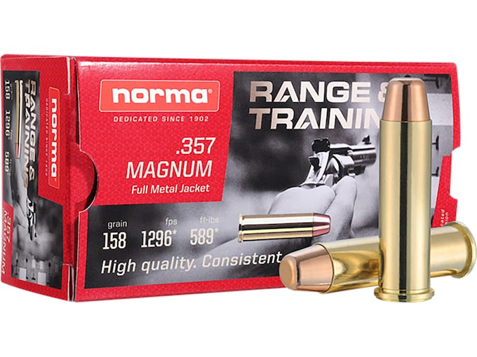 In Stock: Norma Range & Training 357 Magnum Ammo 158 Grain Full Metal Jacket 500 rounds