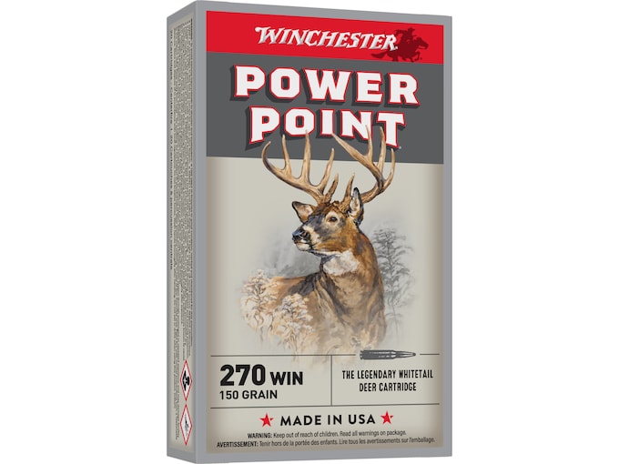 In Stock: Winchester Power Point 270 Winchester Ammo 150 Grain Jacketed Soft Point 200rounds